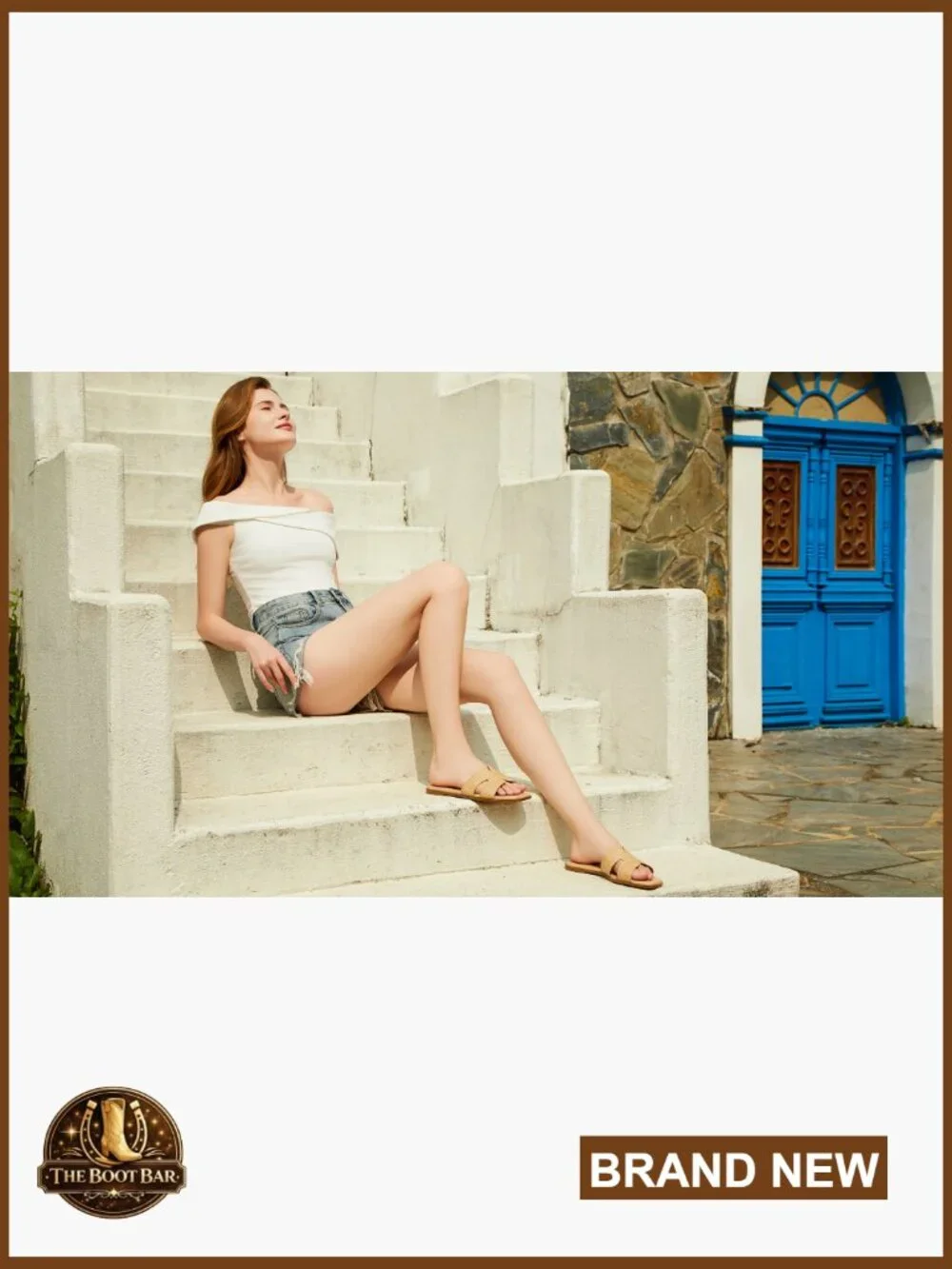 Women's Leather Slide Sandals Comfortable Slip On Flat Dressy - Picture 7 of 7